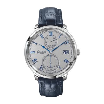 Glashütte Original Senator Chronometer White Gold / Silver / Alligator / Folding