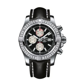 Breitling Super Avenger II Stainless Steel / Diamond / Volcano Black / Calf / Pin