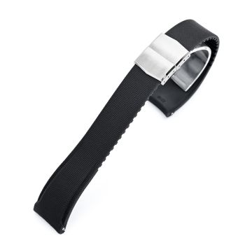 FKM40 Black Quick Release Butterfly Deployment FKM Rubber Watch Band, 20mm to 22mm - 21mm