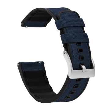 Navy Blue Cordura Fabric And Silicone Hybrid Watch Band - 19mm