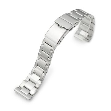 or 22mm Metabind II (Pull-Twist) QR Watch Band Straight End Quick Release, 316L Stainless Steel Brushed Baton Diver Clasp - 22mm