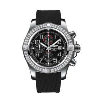 Breitling Super Avenger II Stainless Steel / Diamond / Volcano Black / Military / Pin