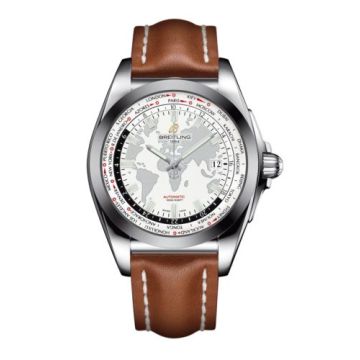 Breitling Galactic Unitime Stainless Steel / SleekT / Antarctica White / Calf