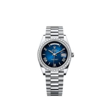 Rolex Day-Date 40 Platinum - Baguette / Blue Ombré