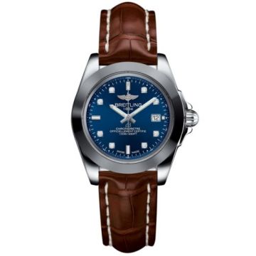 Breitling Galactic 32 Sleek Edition Stainless Steel / Horizon Blue Diamond / Croco