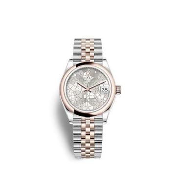 Rolex Datejust 31 Stainless Steel / Rose Gold / Domed / Silver - Floral / Jubilee