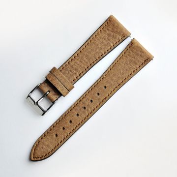 Vintage Natural Grain German Leather Gingerbread Brown Watch Strap with Quick Release - 18mm