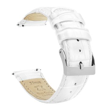 White Alligator Grain Leather Watch Band - 12mm