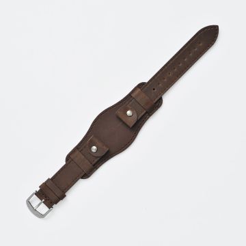 Oiled Leather Mocha Brown Bund Watch Strap - 18mm