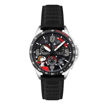 Avi-8 P-51 Mustang Blakeslee Chronograph Peanuts Snoopy Flying Ace Limited Editon Biplane Black
