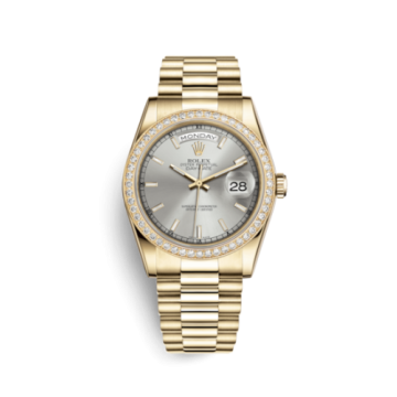 Rolex Day-Date 36 Yellow Gold Diamonds / President / Silver