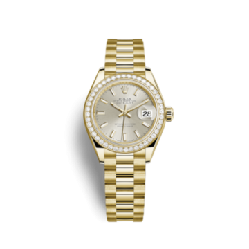 Rolex Lady-Datejust 28 Yellow Gold Diamond / President / Silver