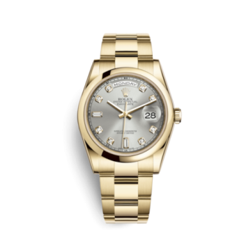 Rolex Day-Date 36 Yellow Gold Domed / Oyster / Silver Diamonds