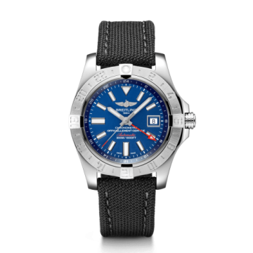Breitling Avenger II GMT Stainless Steel / Mariner Blue / Military / Pin