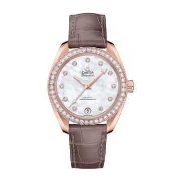 Omega Seamaster Aqua Terra 150M Master Chronometer 34 Sedna Gold / Diamond / MOP / Alligator