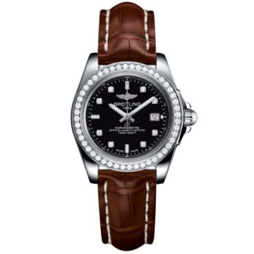 Breitling Galactic 32 Sleek Edition Stainless Steel / Diamond / Trophy Black Diamond / Croco