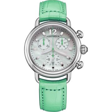 Aerowatch 1942 Chronolady Leather Green
