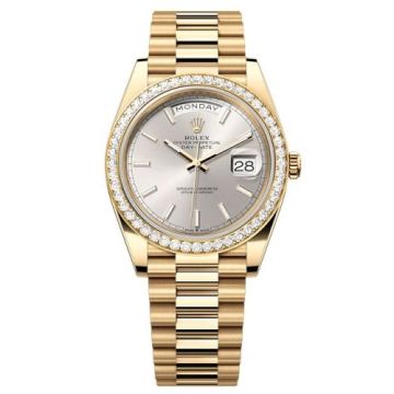Rolex Day-Date 40 Yellow Gold - Diamond / Silver