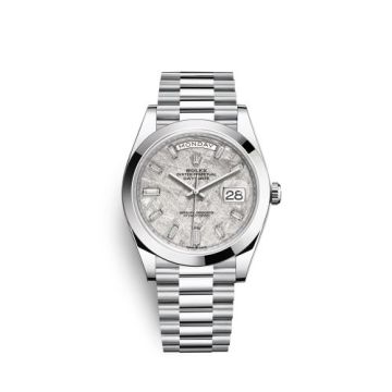 Rolex Day-Date 40 Platinum / Meteorite Baguette