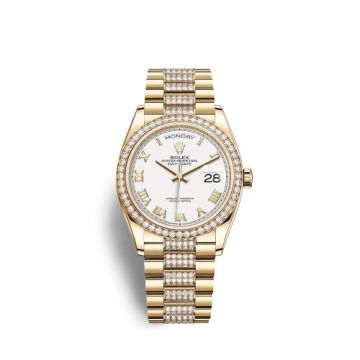 Rolex Day-Date 36 Yellow Gold Diamond / White - Roman / President - Diamond