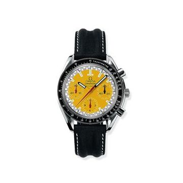 Omega Speedmaster Reduced Stainless Steel / Yellow / Strap / Schumacher