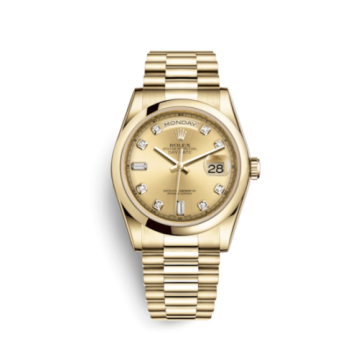 Rolex Day-Date 36 Yellow Gold Domed / President / Champagne Diamond