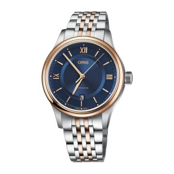 Oris Classic Date 42 Stainless Steel - Rose Gold / Blue / Bracelet