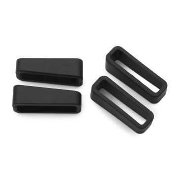 Rubber Watch Band Strap Keeper for 20mm, 22mm or 24mm watch bands, pack of 4 pcs, Black - 24mm