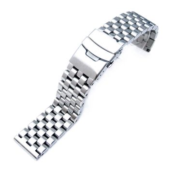 or 22mm or 24mm Brushed Watch Band Straight End, Super Engineer I 316L Stainless Steel - 24mm