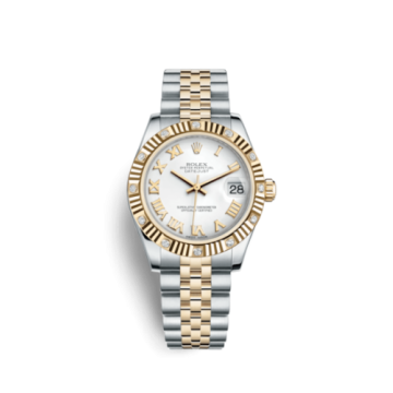 Rolex Datejust 31 Rolesor Yellow Fluted Diamond / Jubilee / White Roman