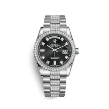 Rolex Day-Date 36 Platinum Diamonds / President Diamonds /  Black Diamonds