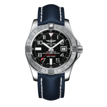 Breitling Avenger II GMT Stainless Steel / Volcano Black / Calf / Folding
