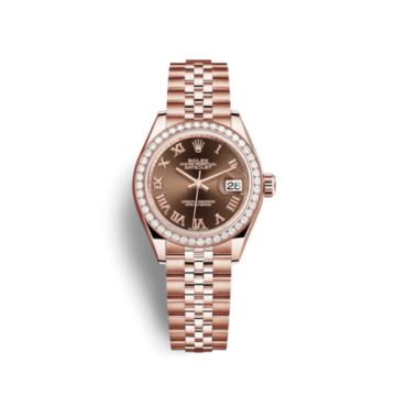 Rolex Lady-Datejust 28 Everose Diamond / Jubilee / Chocolate Roman