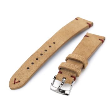 Khaki Quick Release Italian Suede Leather Watch Strap, Red St. - 25mm