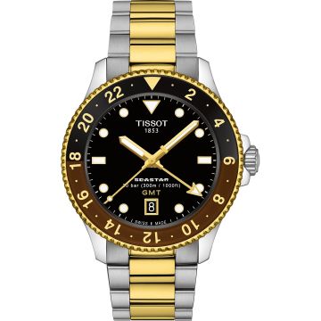 Tissot Seastar 1000 Quartz GMT 40 Stainless Steel - Yellow Gold / Black / Bracelet