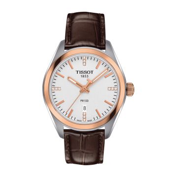 Tissot PR 100 Quartz 33 Rose Gold PVD / Silver / Strap