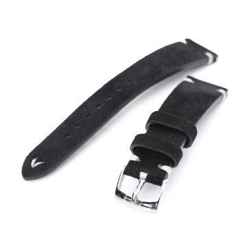 Black Quick Release Italian Suede Leather Watch Strap,  Beige St. - 16mm
