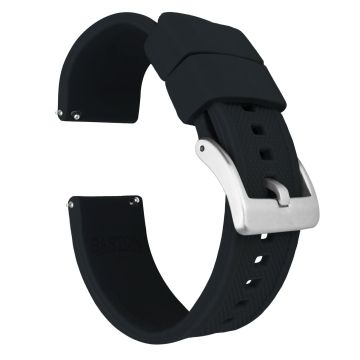 Black Elite FKM Rubber Watch Band - 24mm