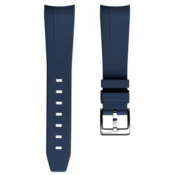 WatchGecko Curved Ends Rubber Watch Strap - Blue - 22mm