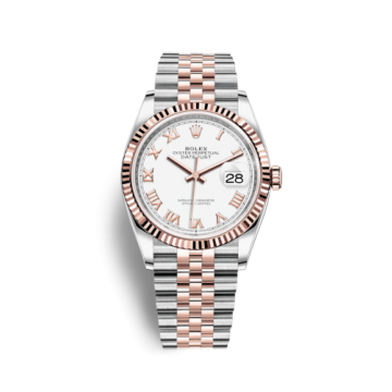 Rolex Datejust 36 Stainless Steel / Everose / Fluted / White Roman / Jubilee