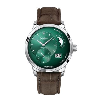 Glashütte Original PanoMatic Lunar Stainless Steel / Green / Alligator / Pin