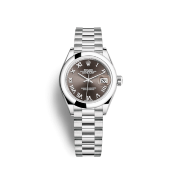 Rolex Lady-Datejust 28 Platinum Domed / President / Dark Grey Roman
