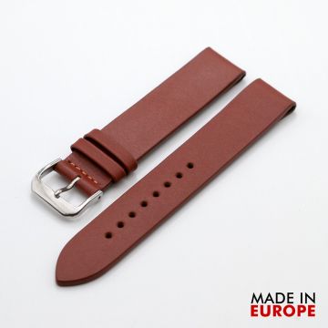 Clip-On Cognac Brown Leather Watch Strap - 18mm