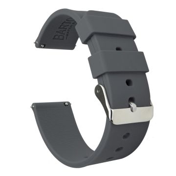 Smokey Grey Silicone Rubber Quick Release Watch Band - 24mm