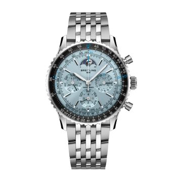 Breitling Navitimer B19 Chronograph 43 Perpetual Calendar Stainless Steel - Platinum / Ice Blue / Bracelet