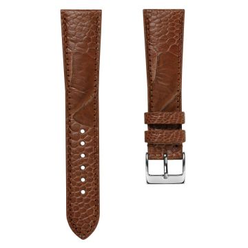 Ostrich Leg Leather Watch Strap - Tan - 19mm