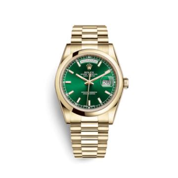 Rolex Day-Date 36 Yellow Gold Domed / President / Green