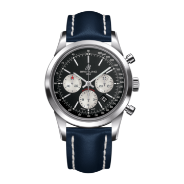 Breitling Transocean Chronograph Stainless Steel / Reverse Panda / Calf / Pin