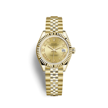 Rolex Lady-Datejust 28 Yellow Gold Fluted / Jubilee / Champagne Roman