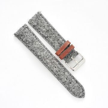 Harris Tweed® Ash Grey Leather Keeper Watch Strap - 22mm